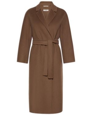 Max Mara Hand-Sewn Double-Drape Pure Wool Jacket With Small Lapel Collar And Kimono Sleeves - Brown