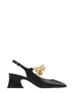 Chloé Chloã Pumps With Decorative Logo Charm And Wide Heel - White