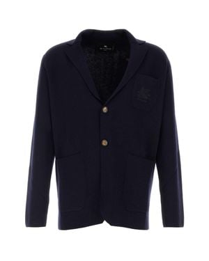 Etro Wool Blend Blazer - Blue