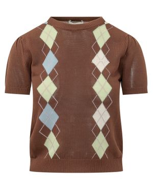 Ganni Cotton Argandle T-Shirt - Brown