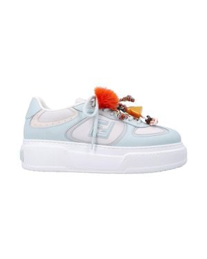 Fendi Low-Top Sporty Sneakers With Embellishments - White