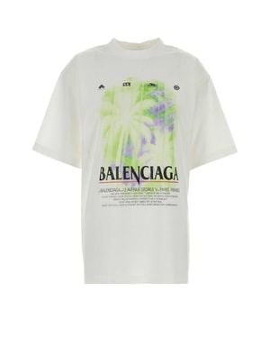 Balenciaga Printed Cotton T-Shirt - White