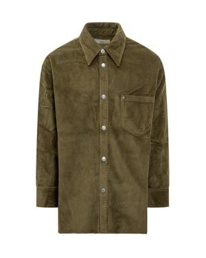 Ami Paris Textured Long-Sleeve Shirt With Pockets - Green