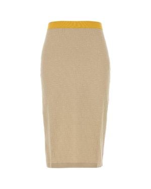 Fendi Cotton And Silk Skirt - Natural