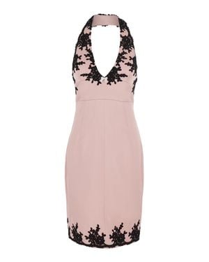 Markgong Halter Mini Dress With Satin Finish And Lace Detail For - Pink