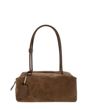 Max Mara Calf Leather Shoulder Sling Handbag With Adjustable Strap And Zip Closure - Brown