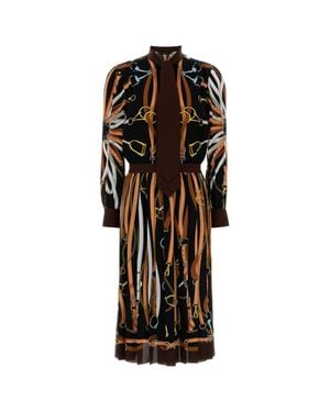Gucci Silk Shirt Dress With Equestrian Print - Black