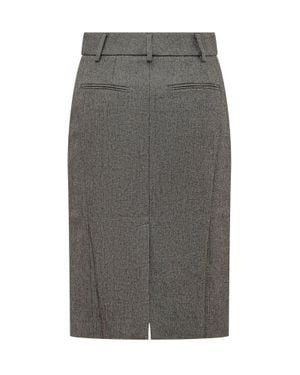 ANDAMANE Tailored Pencil Skirt - Gray