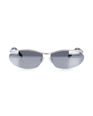The Attico Sleek Mini Oval Metal Sunglasses - Blue