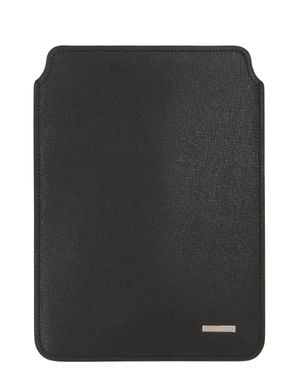 Fendi Sleek Mini Leather Ipad Case - Black