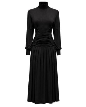 Ganni Turtle Neck Maxi Dress - Black