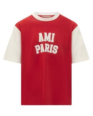 Ami Paris Logo Graphic T-Shirt - Red