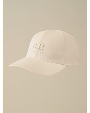C.P. Company 100% Cotton Cap With Embroidered Front Logo And Adjustable Strap - Natural
