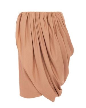 Chloé Draped 100% Cotton Skirt With Side Hook & Zipper Closure - White