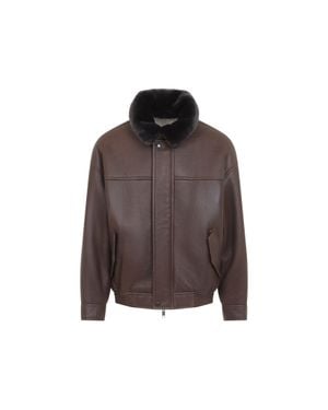 Yves Salomon Shearling Bomber Jacket - Brown