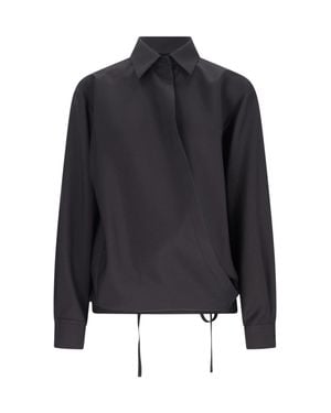 Valentino Wool & Mohair Blend Silk-Trim Shirt For - Blue