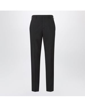 Fendi Fitted Straight-Leg Kid Mohair Tailored Pants With Pressed Crease - Black