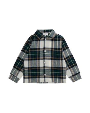 NANAN KIDS Baby Cotton Check Long Sleeve Shirt With Button Front - Green