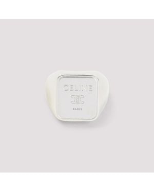 Celine Square Signet Ring - White