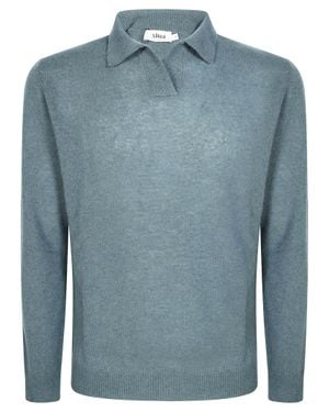 Altea Open-Collar Polo Sweater - Blue