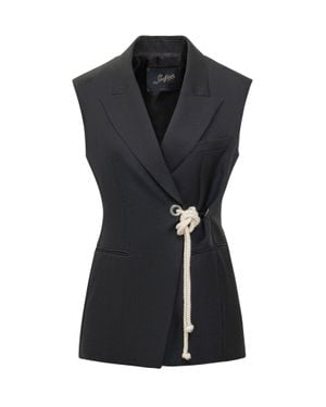 The Seafarer Sartorial Gilet With Knot Detail - Black
