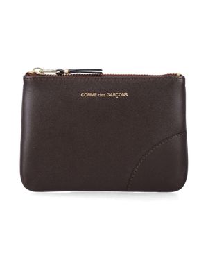 Comme des Garçons Mini Leather Pouch Handbag - Brown