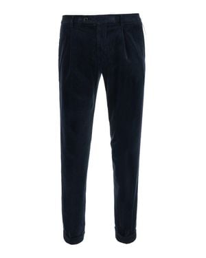 Michael Coal Cotton-Blend Pleated Pants With Side Pockets - Blue