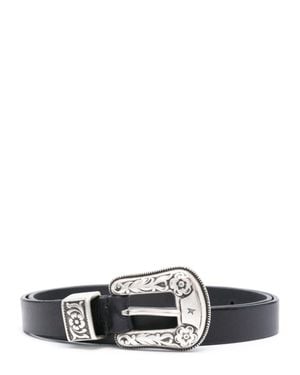 Golden Goose Hip Lace Leather Belt - White