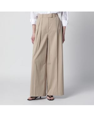 Anine Bing Lou Pants With Pleats - Natural