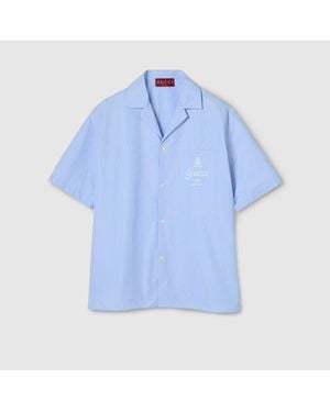 Gucci Notch Collar Short Sleeve Shirt - Blue