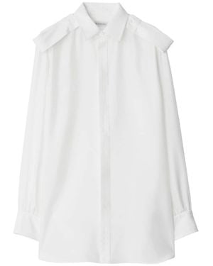 Burberry Shoulder Button Silk Shirt - White