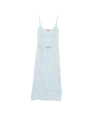 DIESEL Mini V-Neck Dress With Spaghetti Straps And Belted Waist Size S - Blue