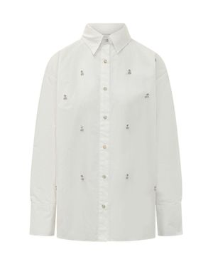 A PAPER KID Mini Shirt With Buttons And Unique Applications - White