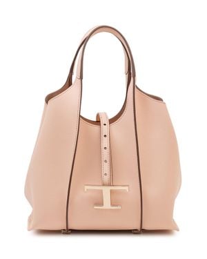 Tod's Pend T Shopping Tote Bag - Natural