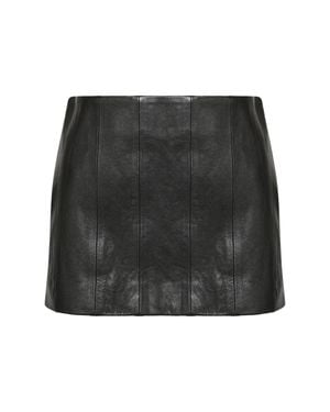 KHAITE Meelar Leather Mini Skirt Lamb - Black