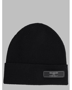 Balmain Beanie With Logo Patch - Black
