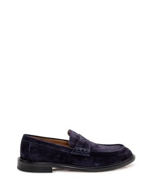 Sturlini Chic Moccasin Loafers With Front Strap - Blue