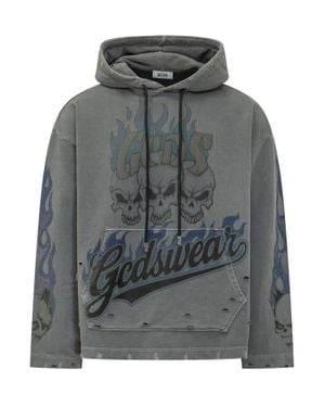 Gcds Graphic Hoodie Sweatshirt - Gray