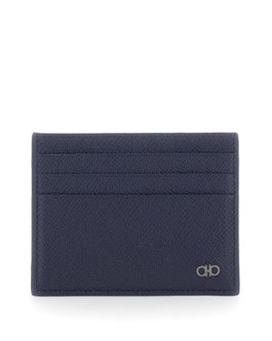 Ferragamo Micro Gancini Hook Mini Card Holder - Blue