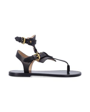 Isabel Marant Eveen Flat Leather Thong Sandals - Metallic