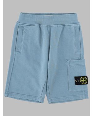 Stone Island Mini Bermuda Cotton T-Shirt For Boys - Blue