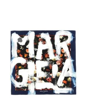 Maison Margiela 100% Silk Scarf With Ornamental Pattern - Blue