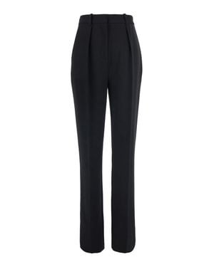 Elisabetta Franchi Pleated Crepe Straight-Leg Pants With Finished Hems - Black
