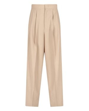 Sa Su Phi High-Waist Pleated Pants - Natural