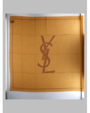 Saint Laurent Twill Wool Square Scarf 135 Cm X 135 Cm - Brown
