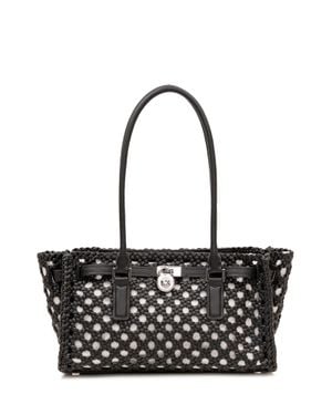 MICHAEL Michael Kors Tote Handbag With Intrecciata Design - Black