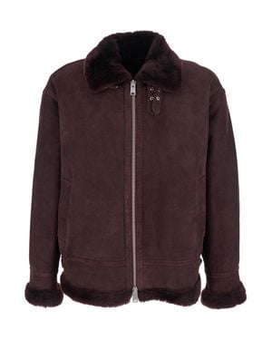 Arma Sano Shearling Jacket With Belt Detail And Fur Trims, Regular Fit For - Brown