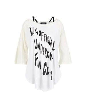 Undercover Loose-Fitting Layered Detail Graphic Top - White