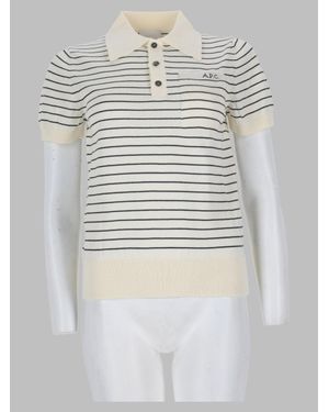 A.P.C. A. P.C. Short Sleeve Striped Polo Shirt - Gray