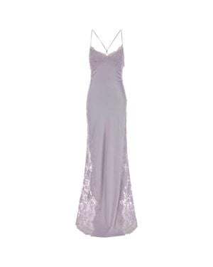 Ermanno Scervino Lilac Satin Long Dress - Purple